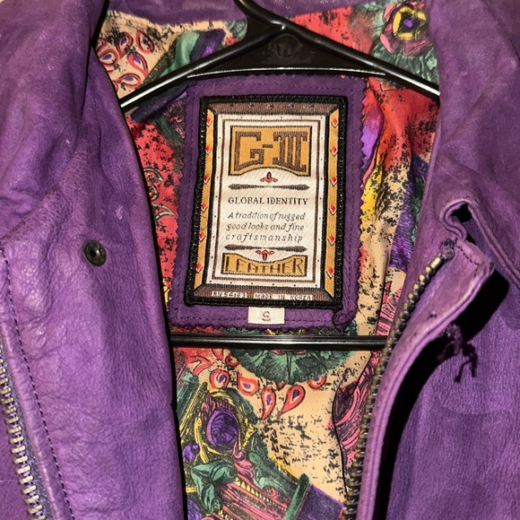 *RARE* vintage purple leather jacket Global Identity G-III - Picture 2 of 3